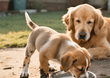 M7010021 The Puppy Was Left Alone — Until a Golden Retriever Found Him part2