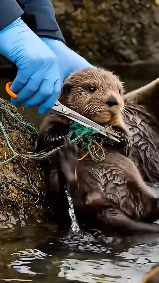M1811031 Heartwarming Sea Otter Rescue Baby Freed Net, Reunion Mom part2